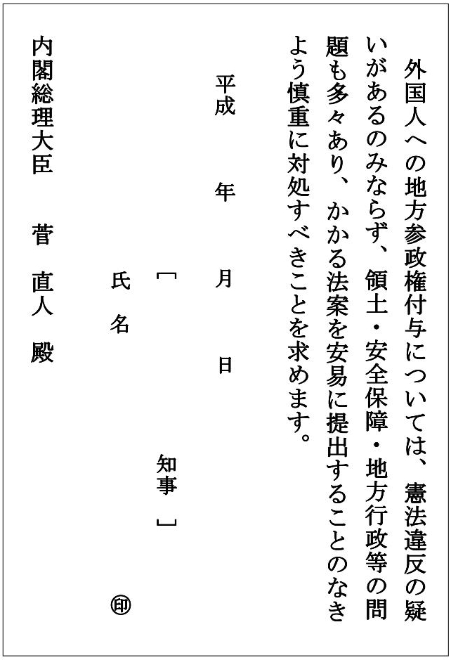 ↑　「知事用」　署名用紙